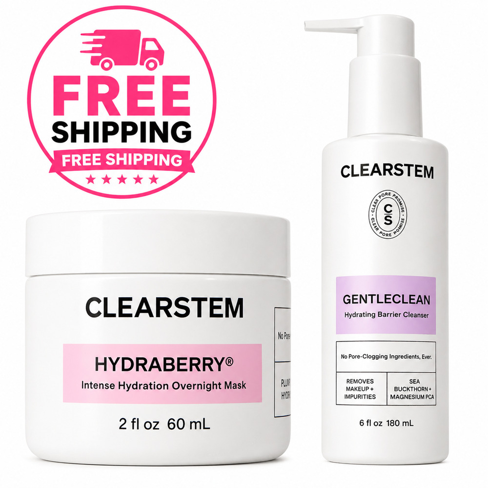 CLEARSTEM GentleClean Cleanser 180ml + Hydraberry Mask 60ml Set Hydrating Acne